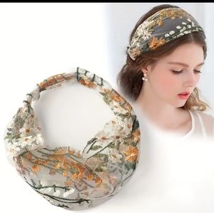 Embroidered Flower Headband